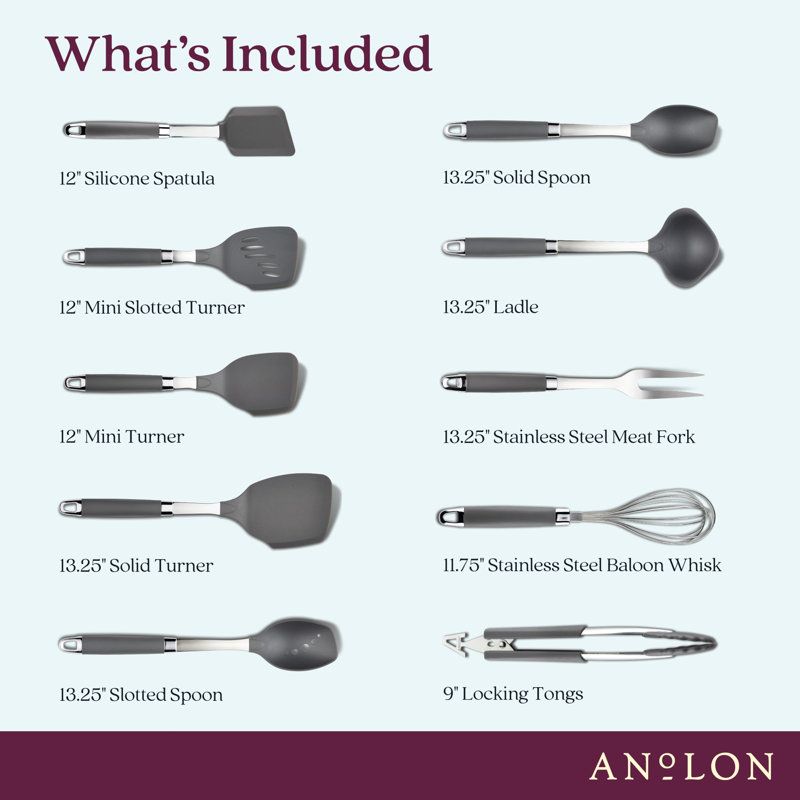 anolon 10 piece suregrip nylon nonstick kitchen utensil set